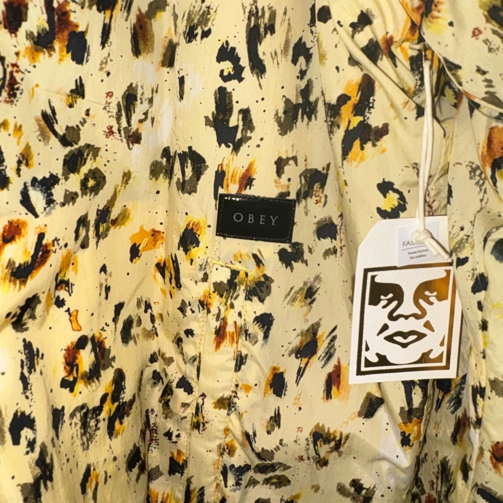 Obey Women's Republique Yellow and Black Animal Print Bomber Jacket - Picture 6 of 8